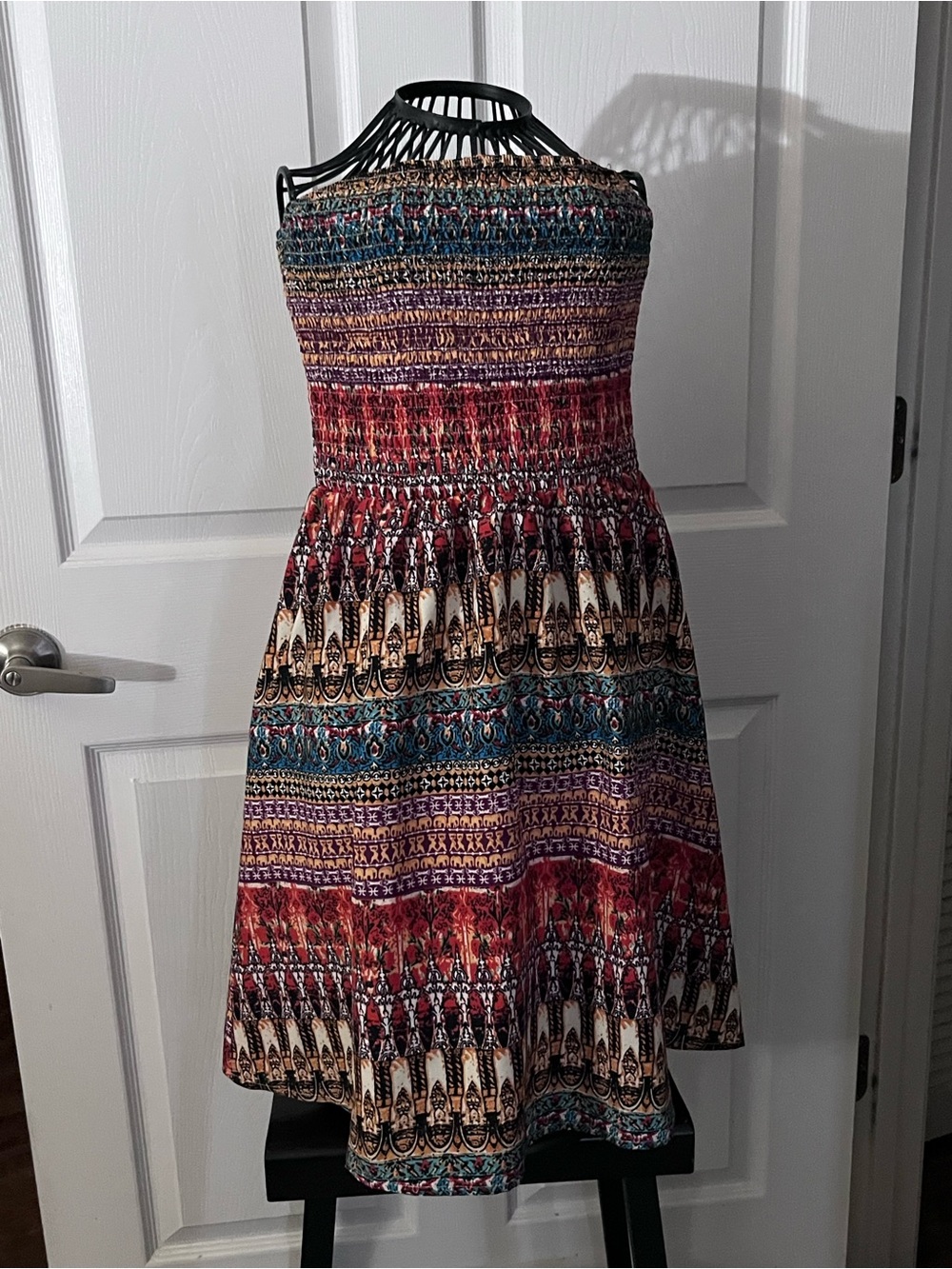 Multicolor Printed Strapless Sundress